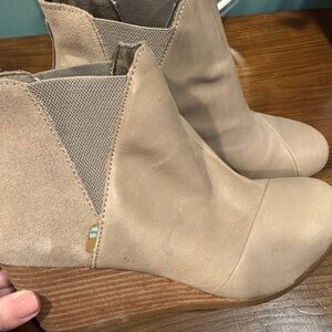 Toms Tan Ankle Booties with Wedge Heel
